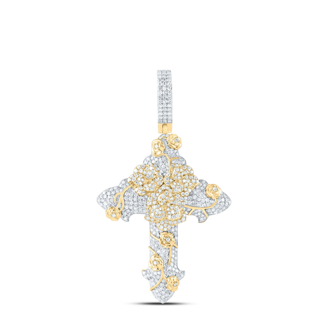 1 3/8CTW-NAT DIA CN CROSS MENS CHARM Daisy Joyeria