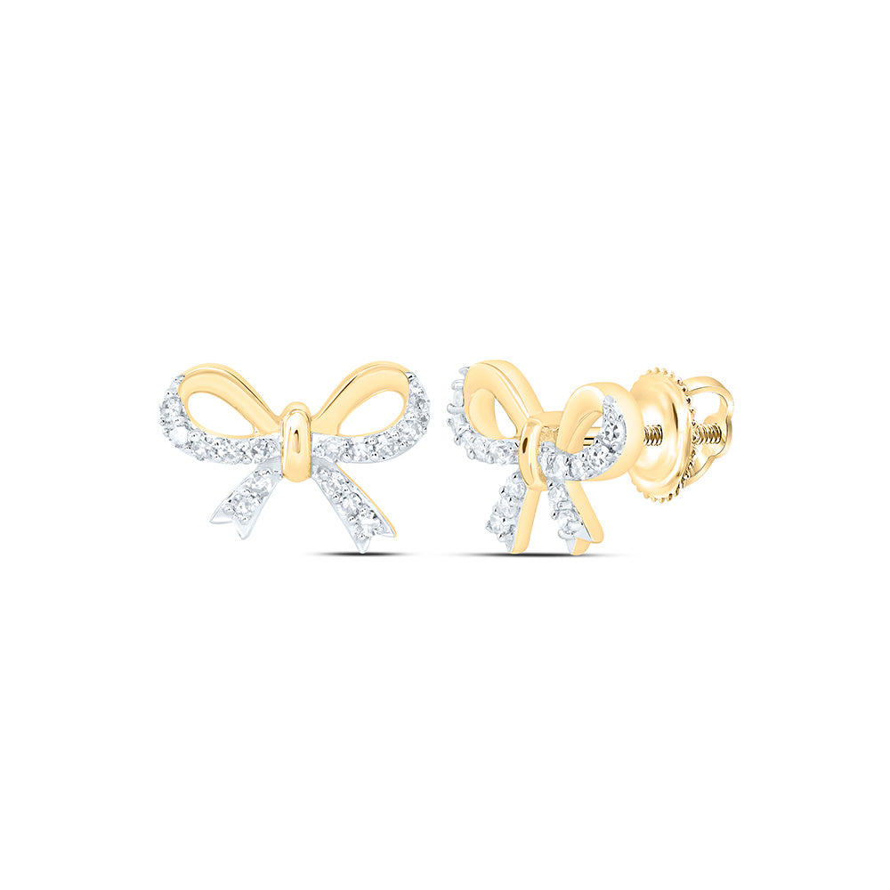 1/10CTW-NAT DIA NK GIFT BOW EARRING Daisy Joyeria