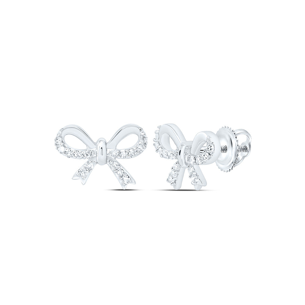 1/10CTW-NAT DIA NK GIFT BOW EARRING Daisy Joyeria