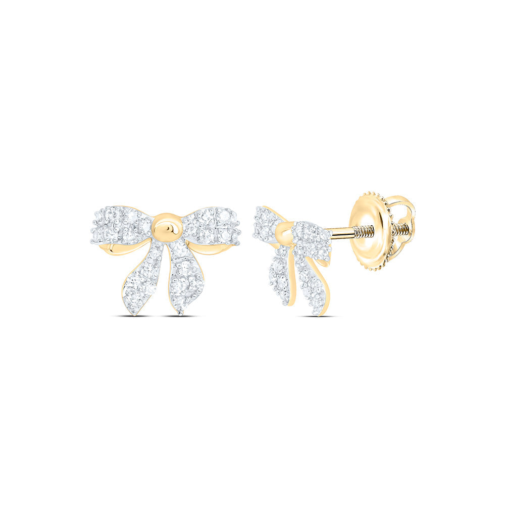1/5CTW-NAT DIA NK GIFT BOW EARRING Daisy Joyeria