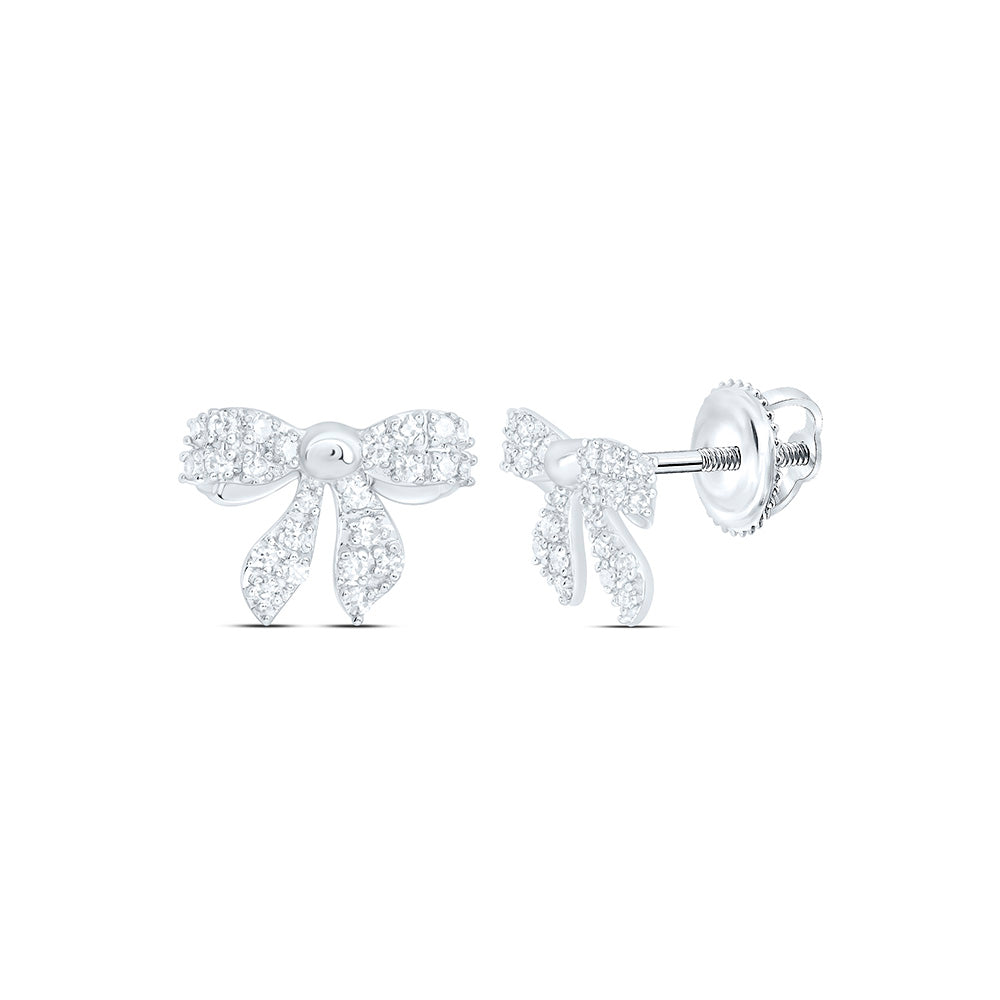 1/5CTW-NAT DIA NK GIFT BOW EARRING Daisy Joyeria
