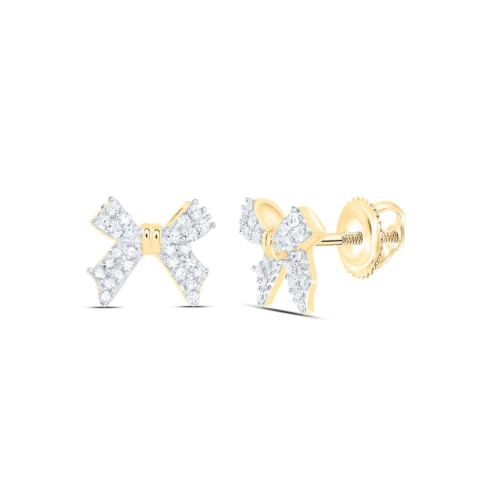 1/5CTW-NAT DIA P1 GIFT BOW EARRING Daisy Joyeria