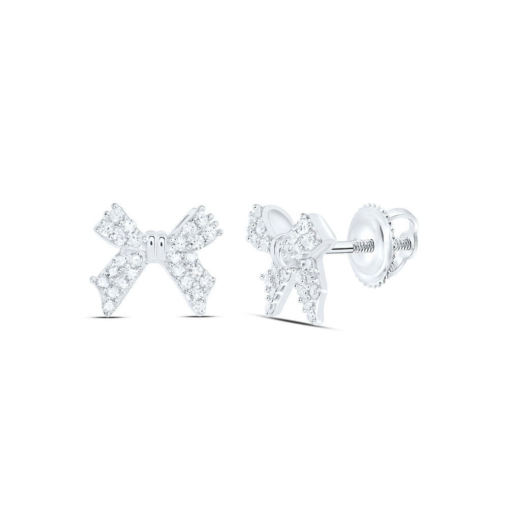1/5CTW-NAT DIA P1 GIFT BOW EARRING Daisy Joyeria