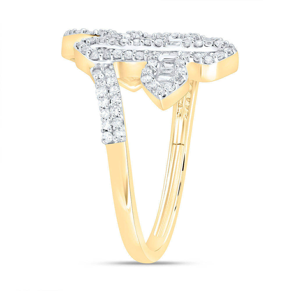 3/4CTW-NAT DIA NK FASHION CROSS RING Daisy Joyeria