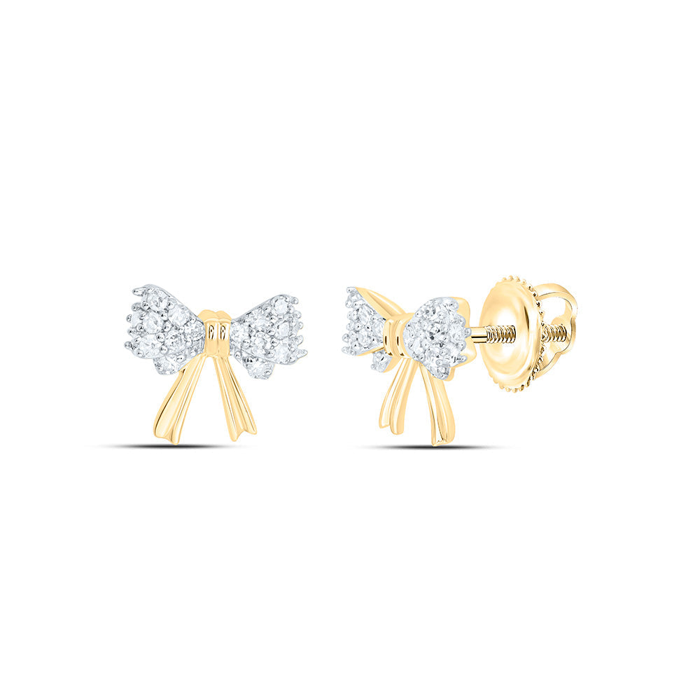 1/8CTW-NAT DIA NK GIFT BOW EARRING Daisy Joyeria