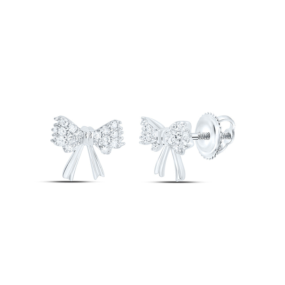 1/8CTW-NAT DIA NK GIFT BOW EARRING Daisy Joyeria