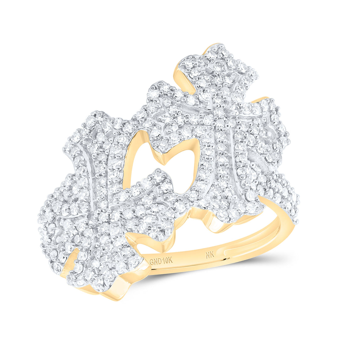 3/4CTW-NAT DIA NK FASHION CROSS RING Daisy Joyeria