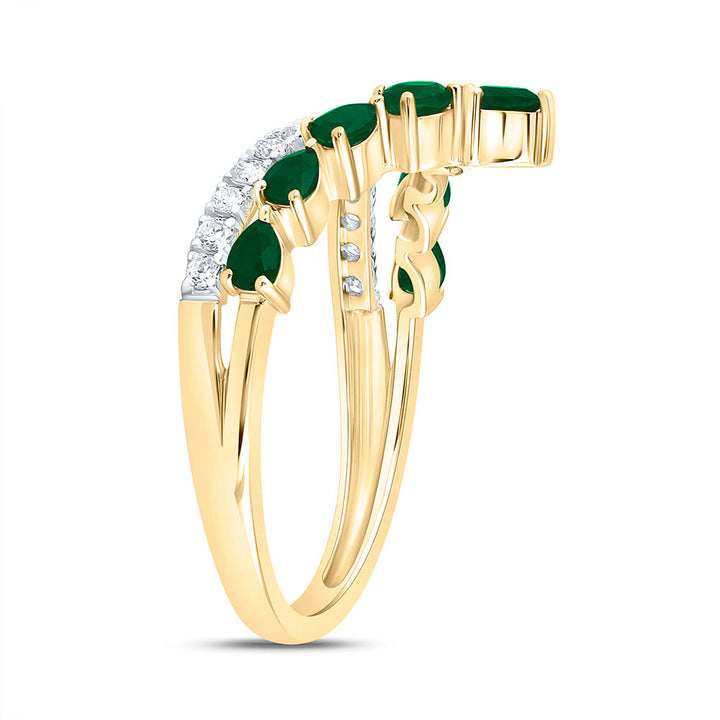 1/5CTW-NAT DIA ANA M 1/2CT-PS-EM NAT GEM PEAR RING Daisy Joyeria