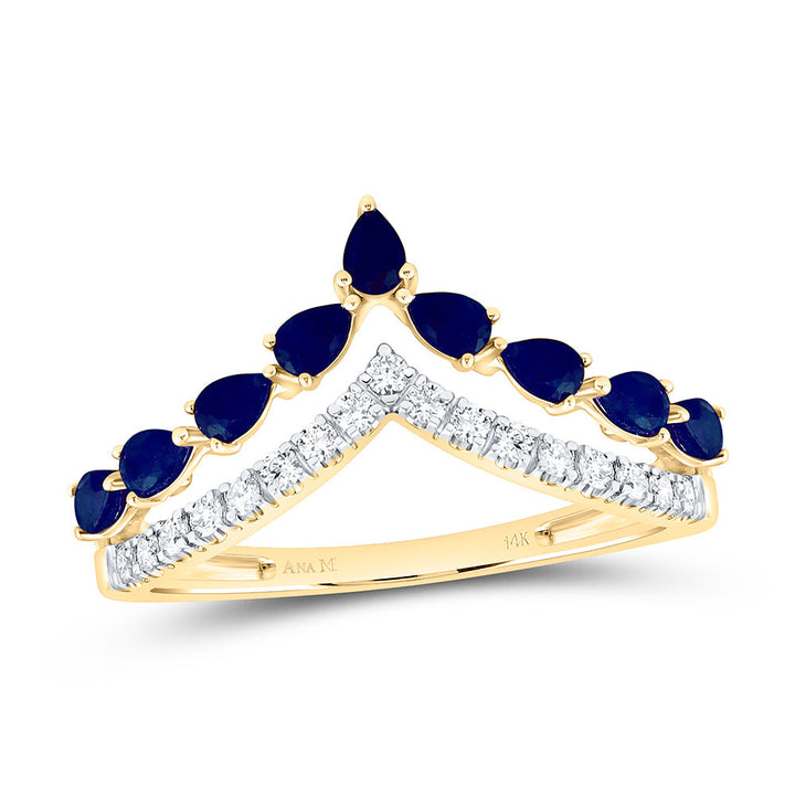 1/5CTW-NAT DIA ANA M 3/4CT-PS-BS NAT GEM PEAR RING Daisy Joyeria