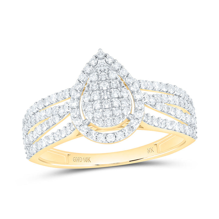 1/2CTW-NAT DIA NK FASHION PEAR RING Daisy Joyeria
