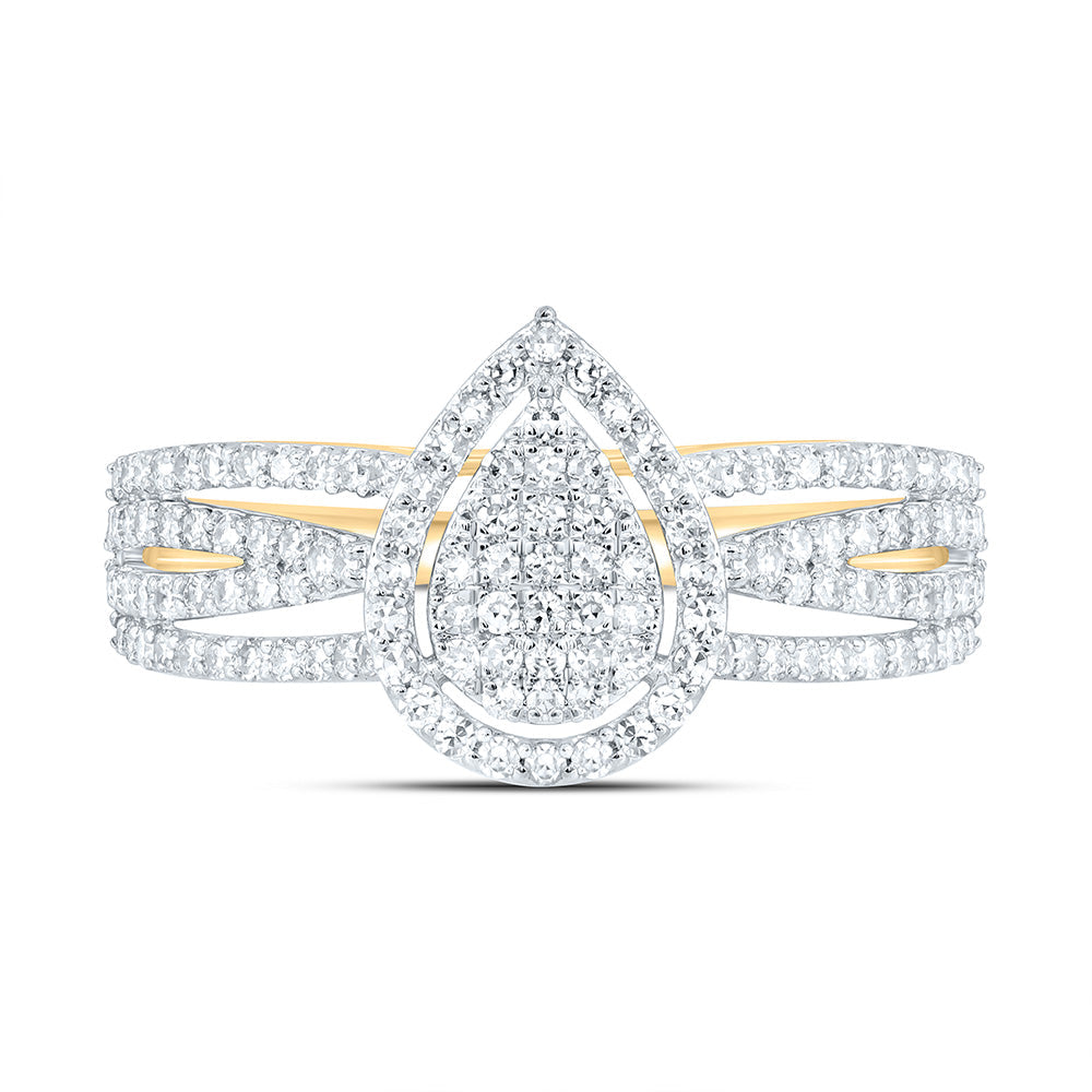 1/2CTW-NAT DIA NK FASHION PEAR RING Daisy Joyeria