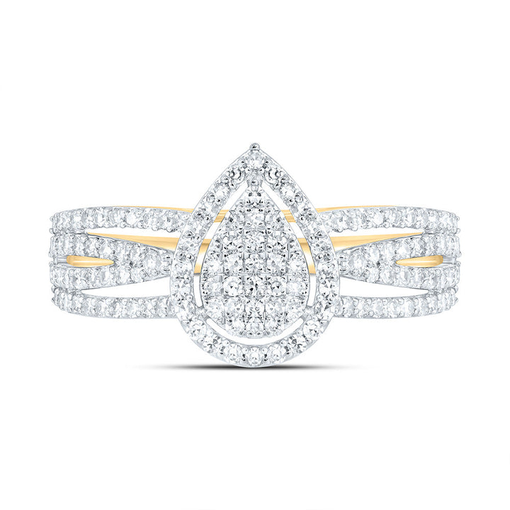 1/2CTW-NAT DIA NK FASHION PEAR RING Daisy Joyeria