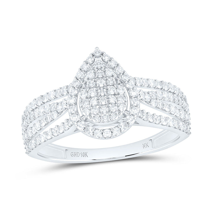 1/2CTW-NAT DIA NK FASHION PEAR RING Daisy Joyeria