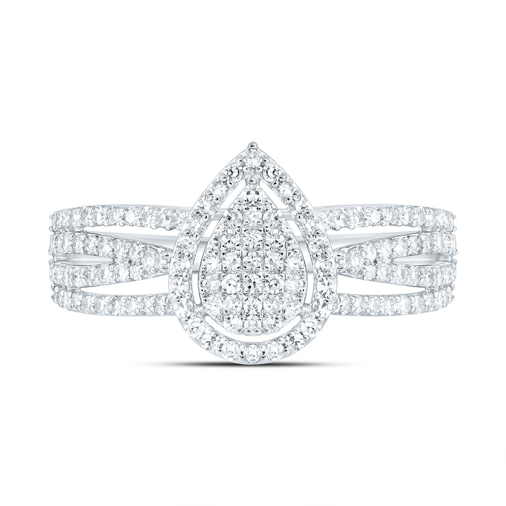 1/2CTW-NAT DIA NK FASHION PEAR RING Daisy Joyeria