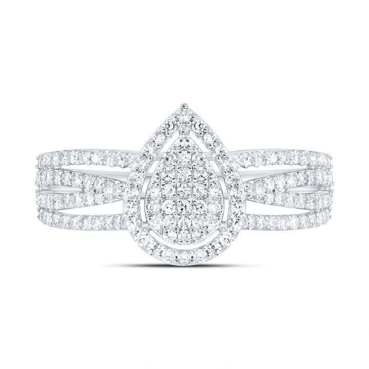 1/2CTW-NAT DIA NK FASHION PEAR RING Daisy Joyeria