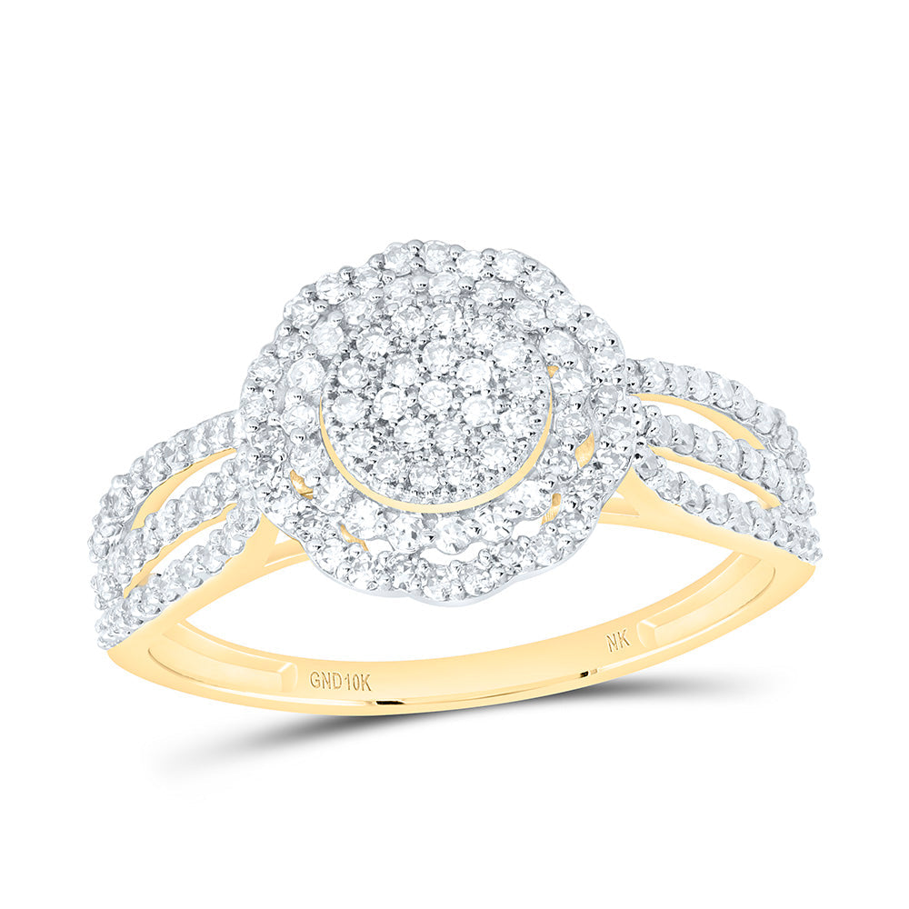 1/2CTW-NAT DIA NK FASHION FLOWER RING Daisy Joyeria