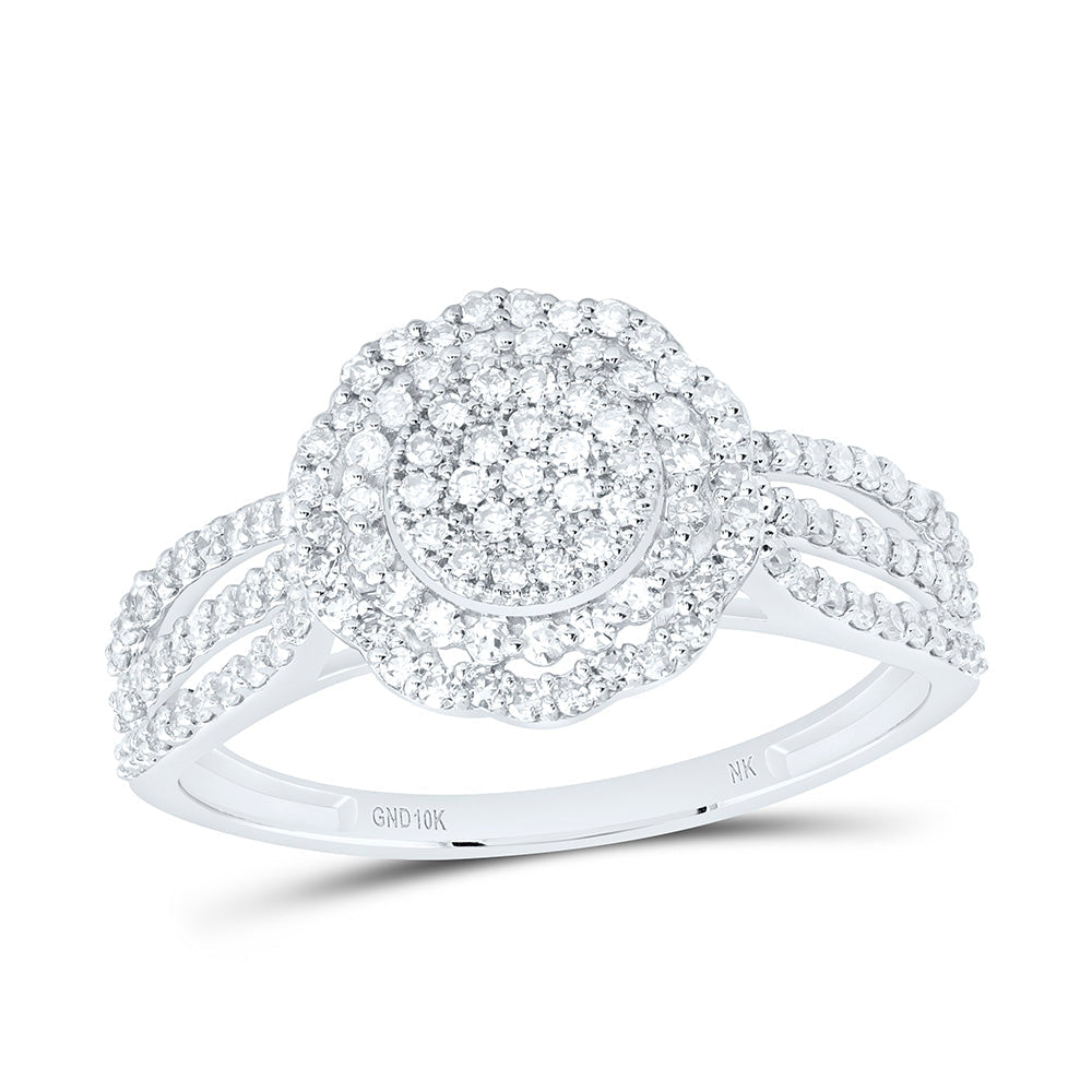 1/2CTW-NAT DIA NK FASHION FLOWER RING Daisy Joyeria
