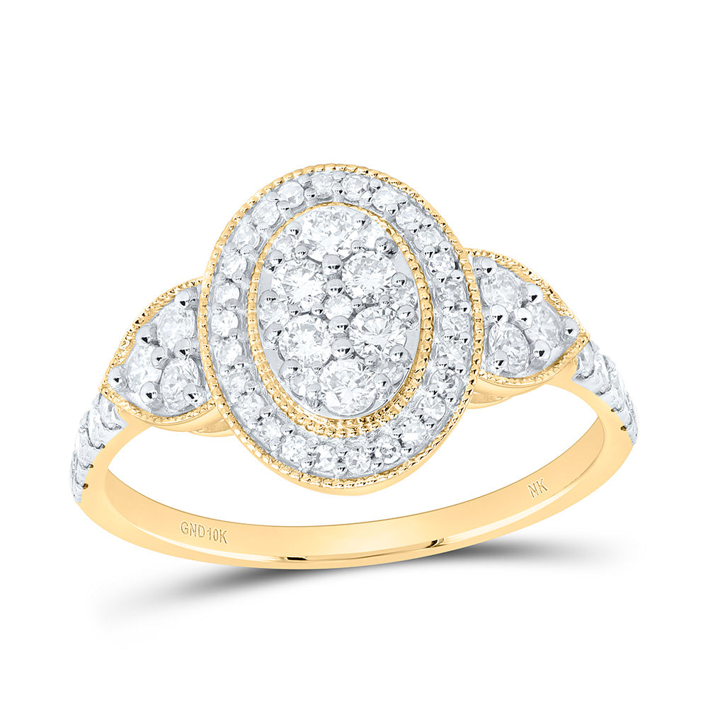 5/8CTW-NAT DIA NK FASHION OVAL RING Daisy Joyeria