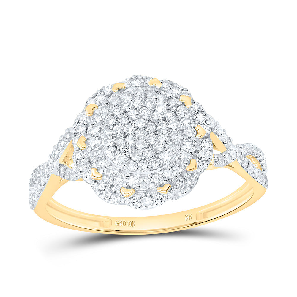 1/2CTW-NAT DIA NK FASHION FLOWER RING Daisy Joyeria