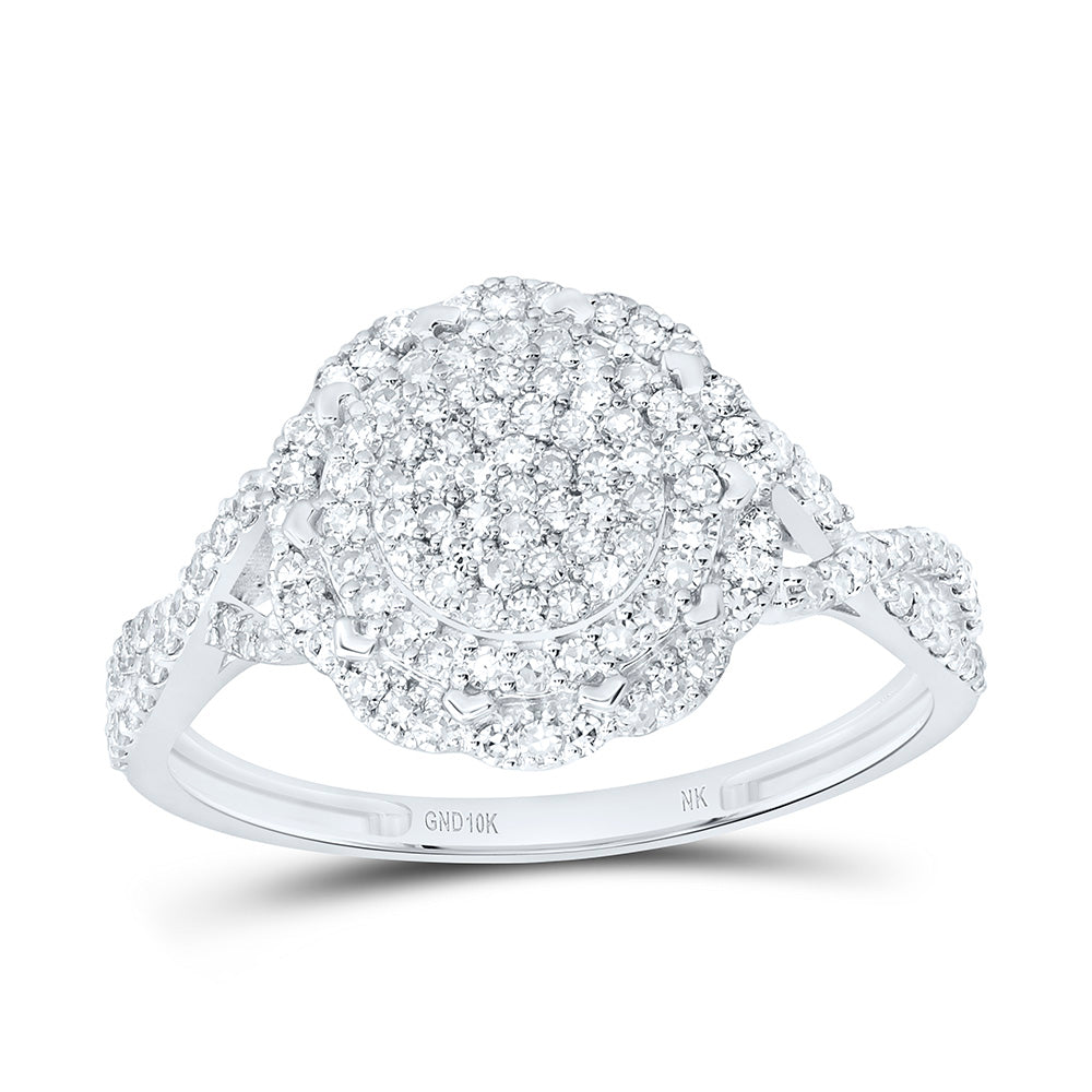 1/2CTW-NAT DIA NK FASHION FLOWER RING Daisy Joyeria