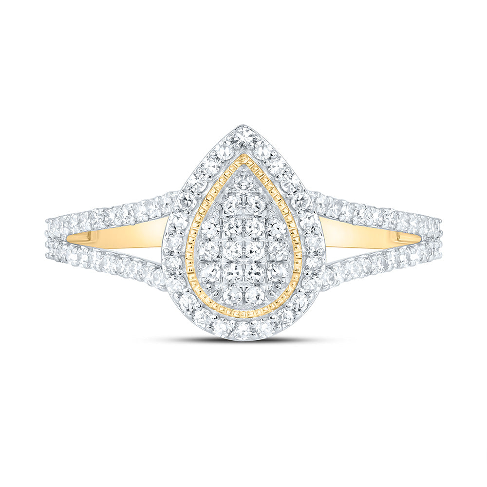 1/3CTW-NAT DIA NK FASHION PEAR RING Daisy Joyeria