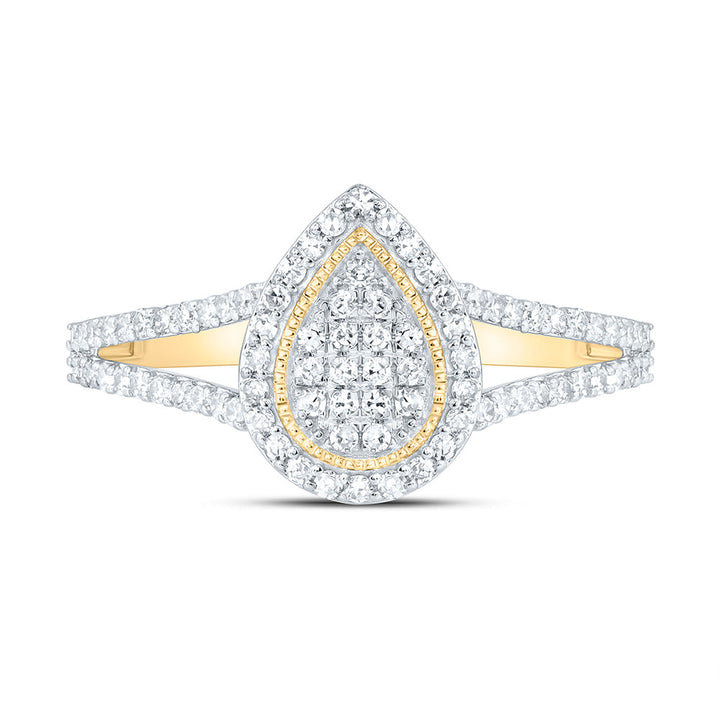 1/3CTW-NAT DIA NK FASHION PEAR RING Daisy Joyeria