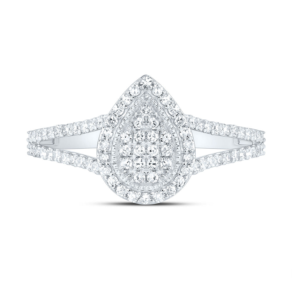 1/3CTW-NAT DIA NK FASHION PEAR RING Daisy Joyeria
