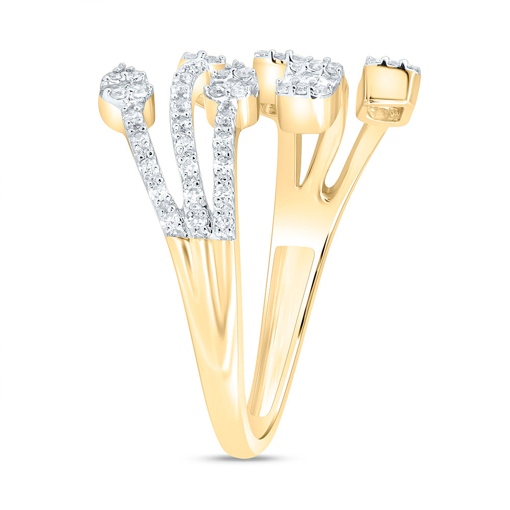 3/8CTW-NAT DIA NK FASHION PEAR EMERALD CUFF RING Daisy Joyeria