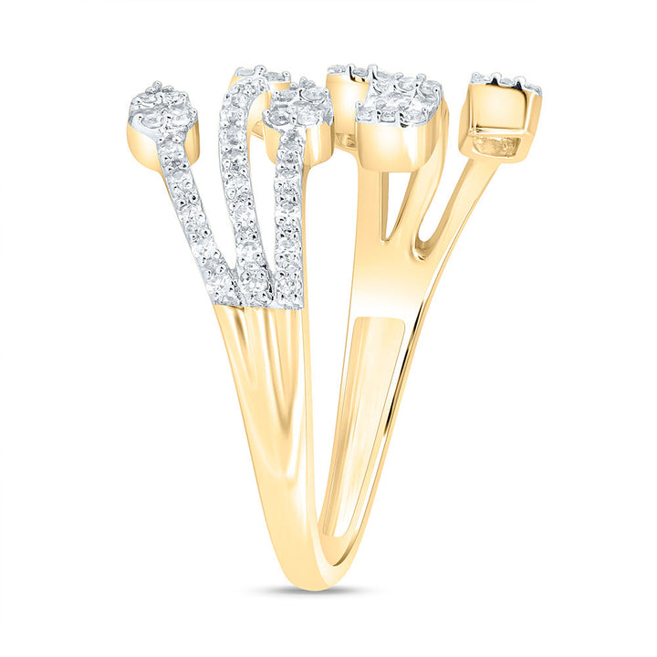 3/8CTW-NAT DIA NK FASHION PEAR EMERALD CUFF RING Daisy Joyeria