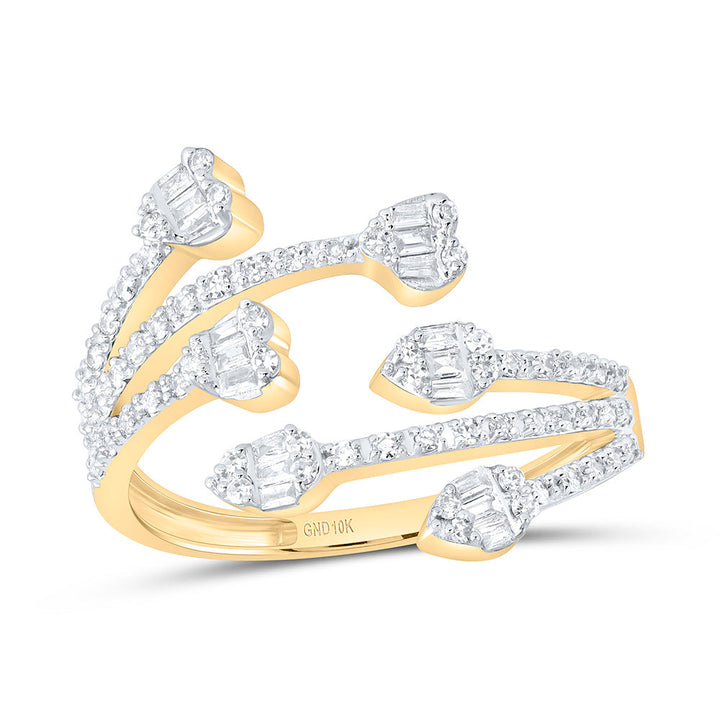 3/8CTW-NAT DIA NK FASHION HEART PEAR CUFF RING Daisy Joyeria