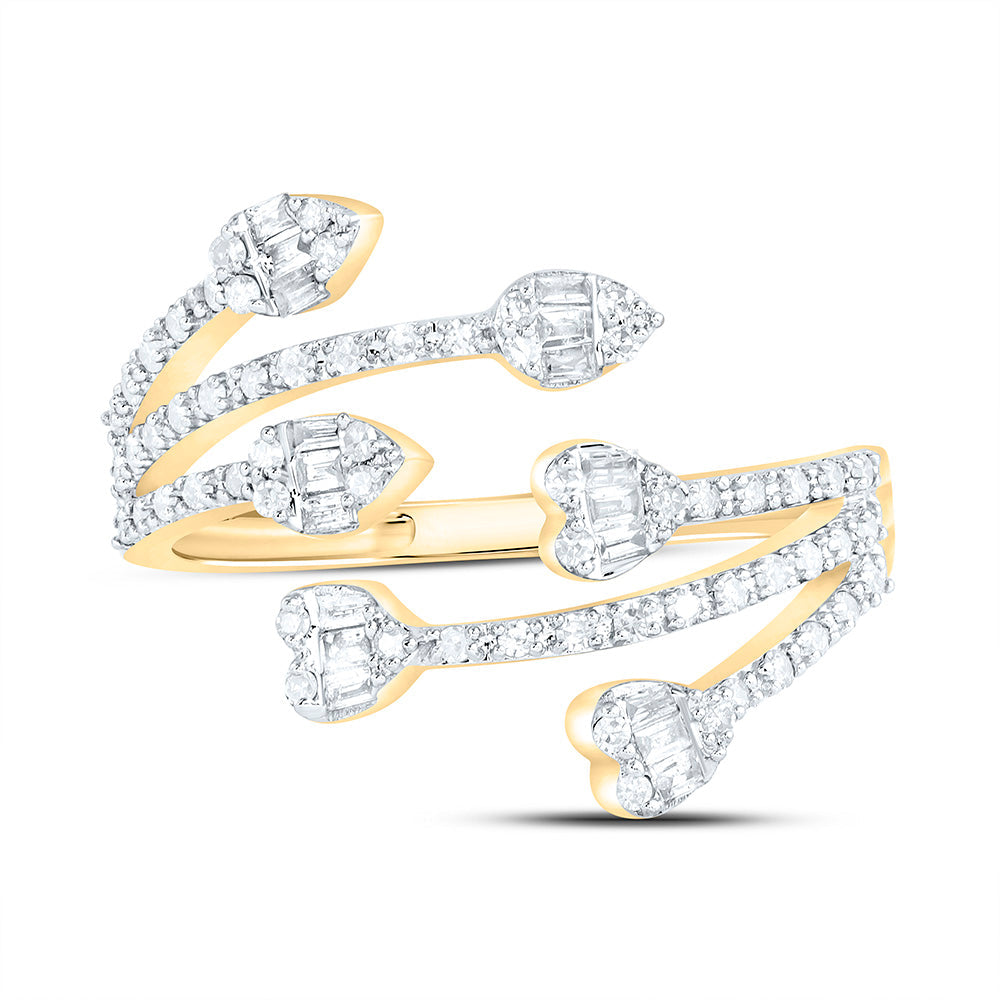 3/8CTW-NAT DIA NK FASHION HEART PEAR CUFF RING Daisy Joyeria