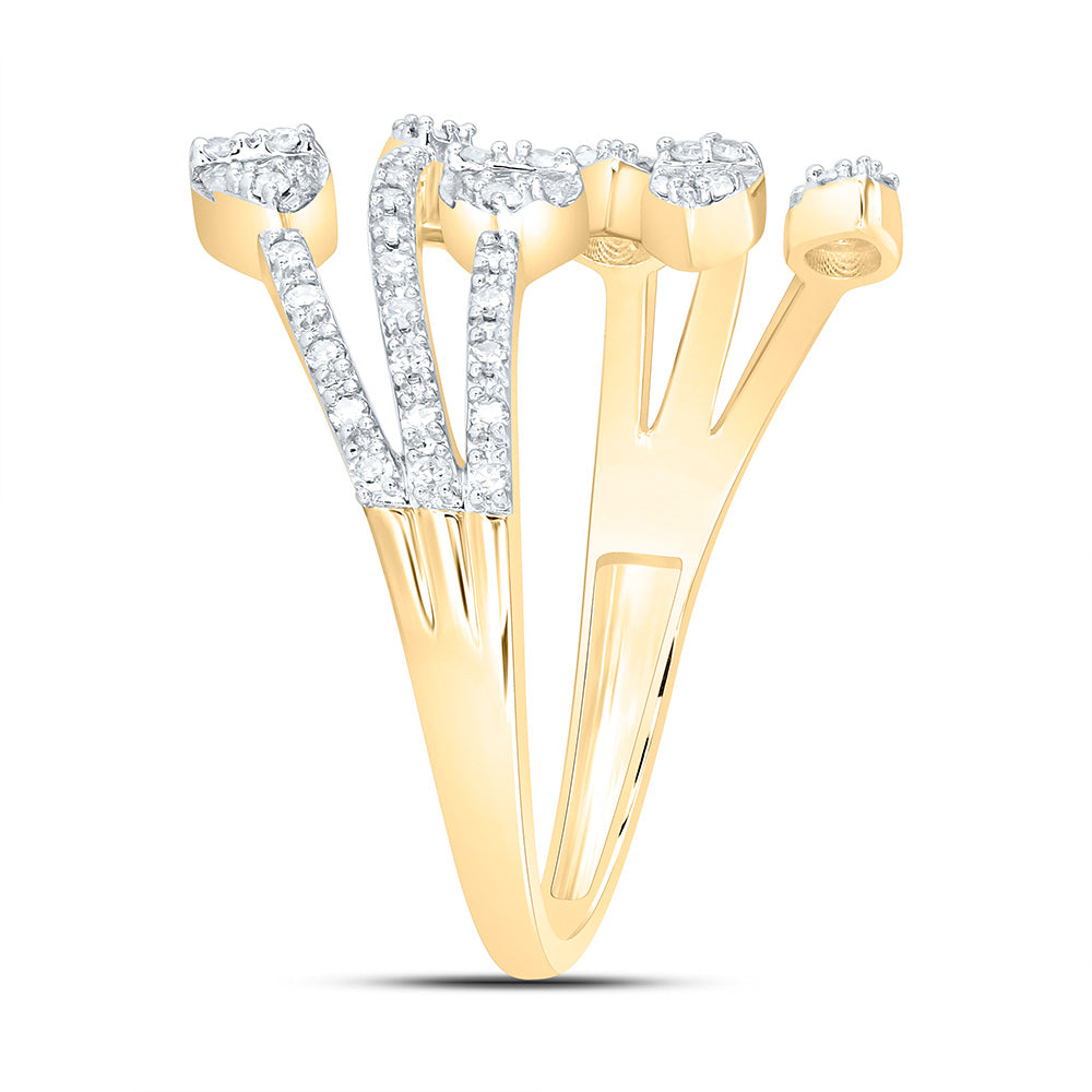 3/8CTW-NAT DIA NK FASHION HEART PEAR CUFF RING Daisy Joyeria