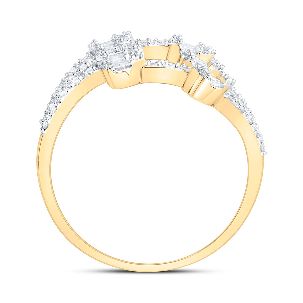 3/8CTW-NAT DIA NK FASHION HEART PEAR CUFF RING Daisy Joyeria