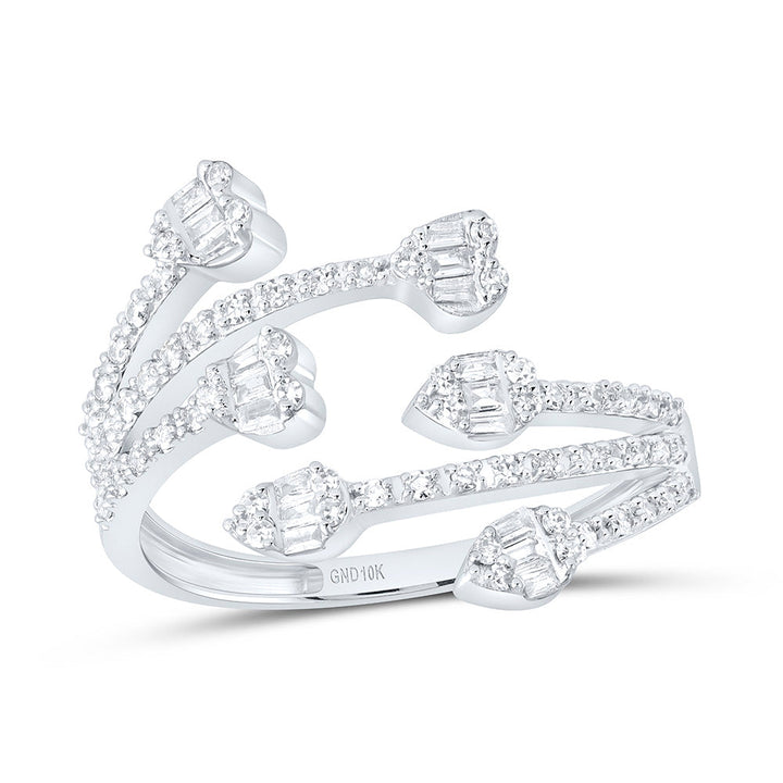 3/8CTW-NAT DIA NK FASHION HEART PEAR CUFF RING Daisy Joyeria