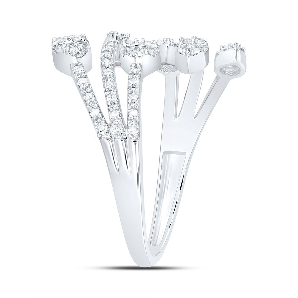 3/8CTW-NAT DIA NK FASHION HEART PEAR CUFF RING Daisy Joyeria
