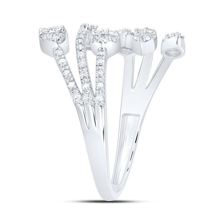3/8CTW-NAT DIA NK FASHION HEART PEAR CUFF RING Daisy Joyeria