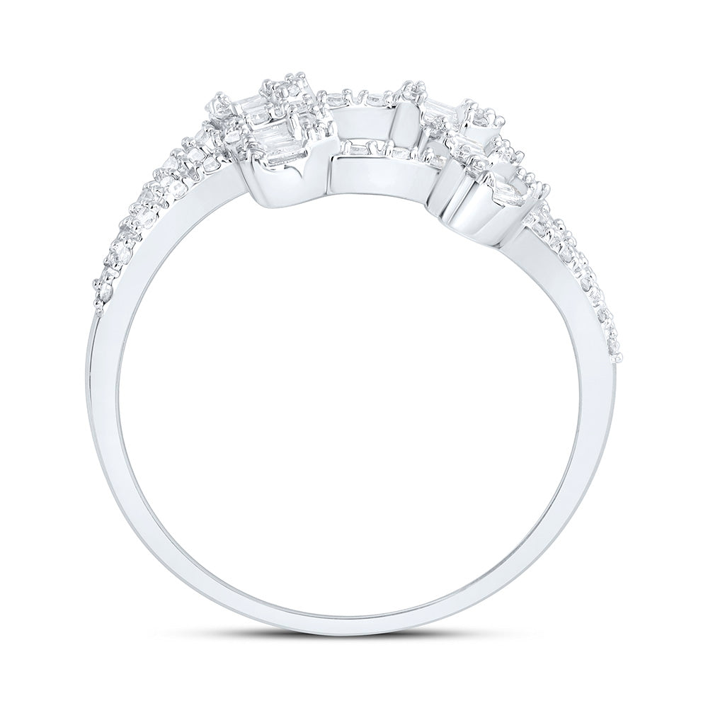 3/8CTW-NAT DIA NK FASHION HEART PEAR CUFF RING Daisy Joyeria