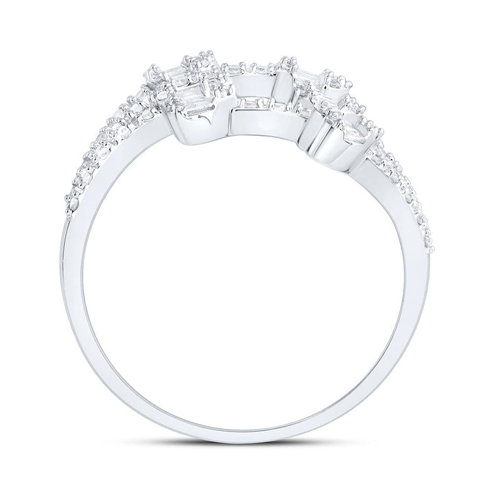 3/8CTW-NAT DIA NK FASHION HEART PEAR CUFF RING Daisy Joyeria