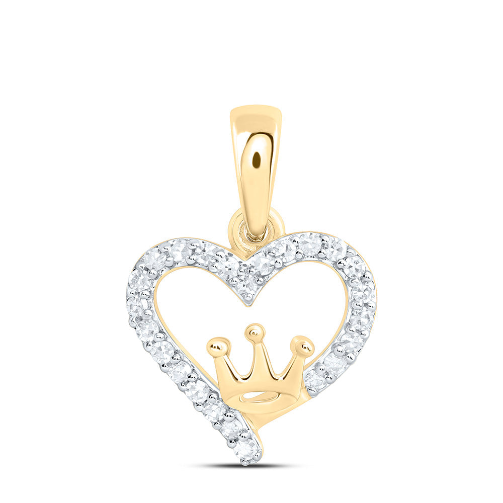 1/8CTW-NAT DIA NK GIFT CROWN HEART PENDANT Daisy Joyeria