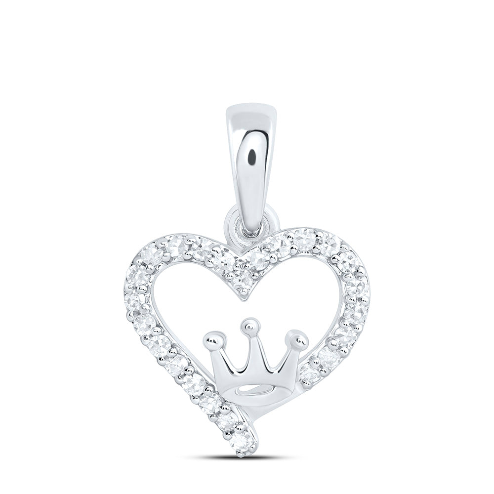1/8CTW-NAT DIA NK GIFT CROWN HEART PENDANT Daisy Joyeria