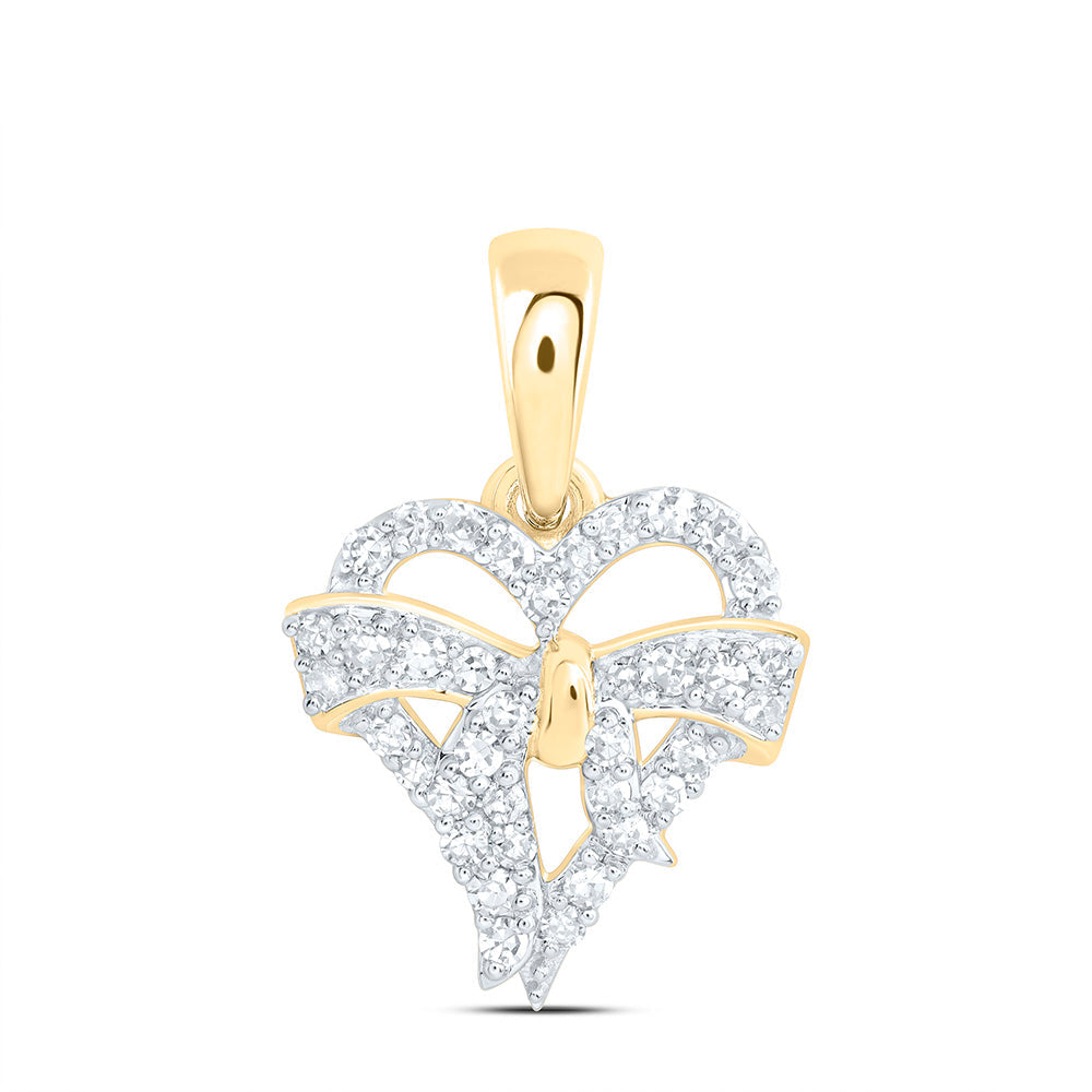 1/6CTW-NAT DIA NK FASHION BOW HEART PENDANT Daisy Joyeria