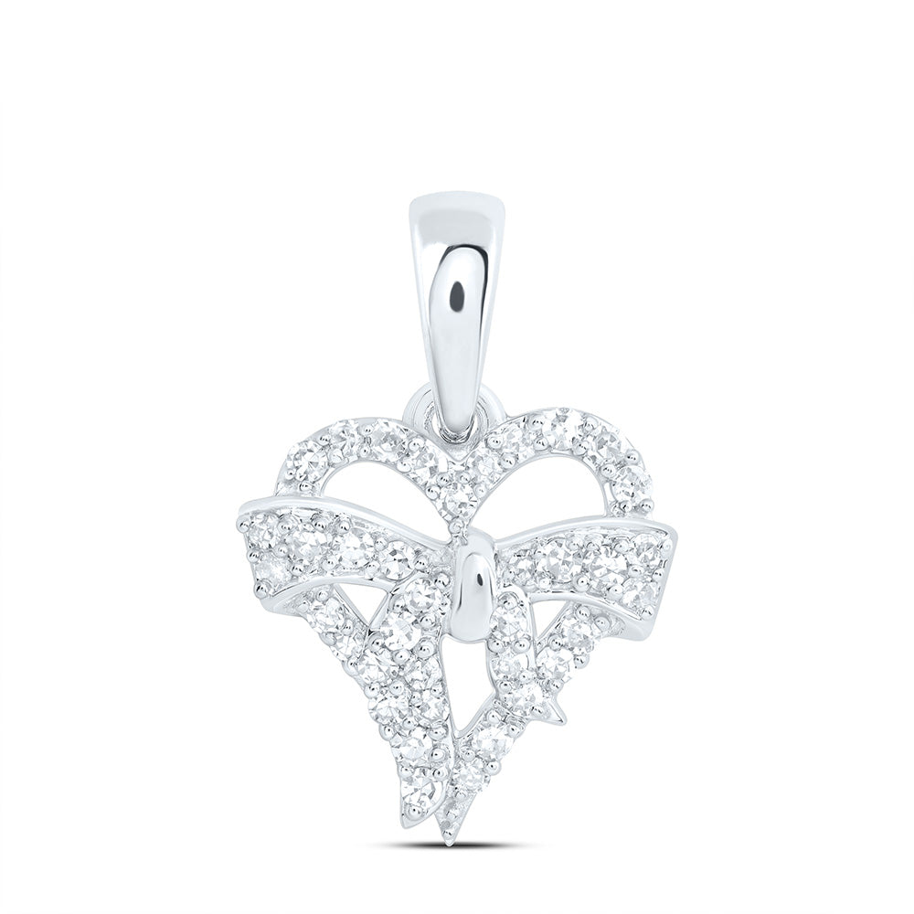 1/6CTW-NAT DIA NK FASHION BOW HEART PENDANT Daisy Joyeria