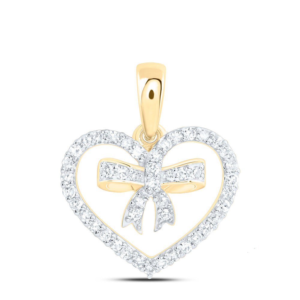 1/4CTW-NAT DIA NK FASHION BOW HEART PENDANT Daisy Joyeria