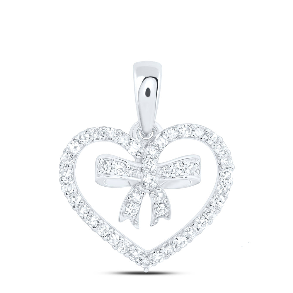 1/4CTW-NAT DIA NK FASHION BOW HEART PENDANT Daisy Joyeria