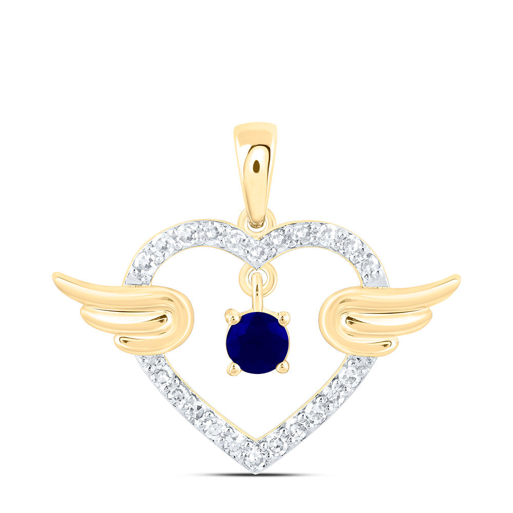 1/10CTW-NAT DIA NK 2.90MM RD-BS NAT GEM HEART WINGS PENDANT Daisy Joyeria