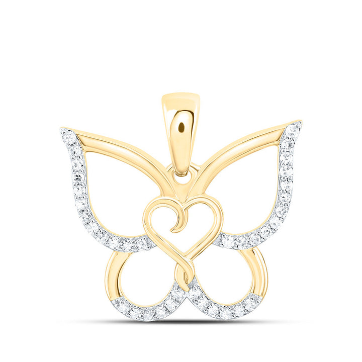 1/6CTW-NAT DIA CN FASHION HEART BUTTERFLY PENDANT Daisy Joyeria