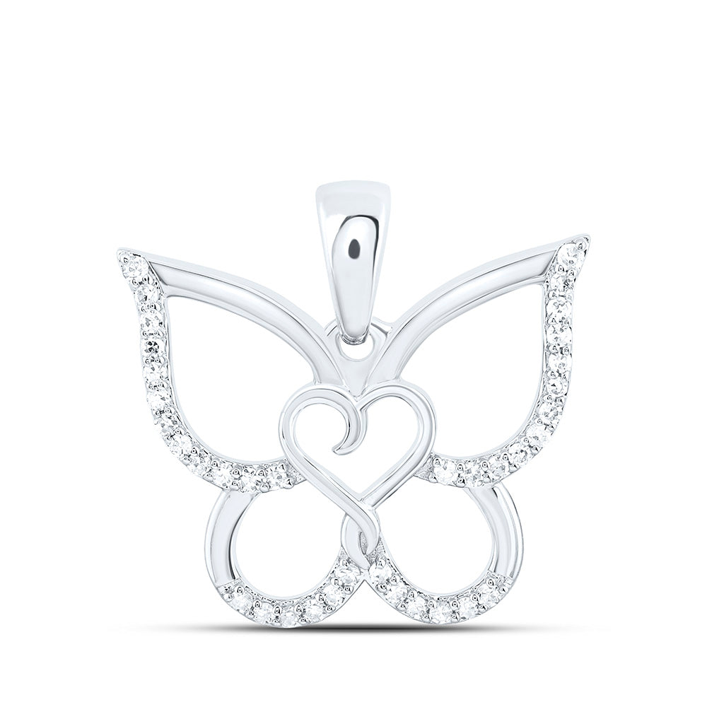 1/6CTW-NAT DIA CN FASHION HEART BUTTERFLY PENDANT Daisy Joyeria