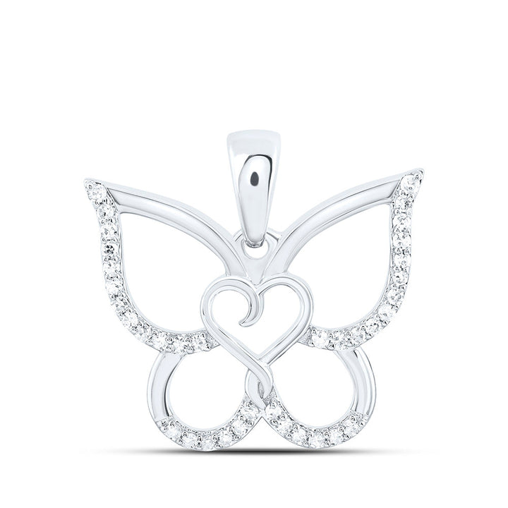 1/6CTW-NAT DIA CN FASHION HEART BUTTERFLY PENDANT Daisy Joyeria