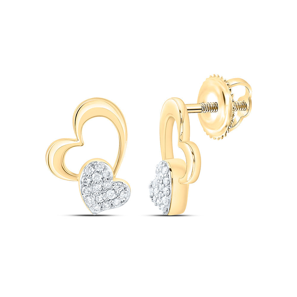 1/8CTW-NAT DIA CN FASHION HEART EARRING Daisy Joyeria