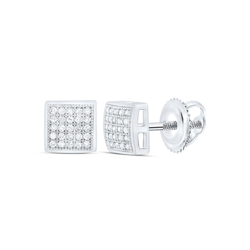 1/8CTW-NAT DIA P1 GIFT MICRO-PAVE SQUARE EARRING Daisy Joyeria